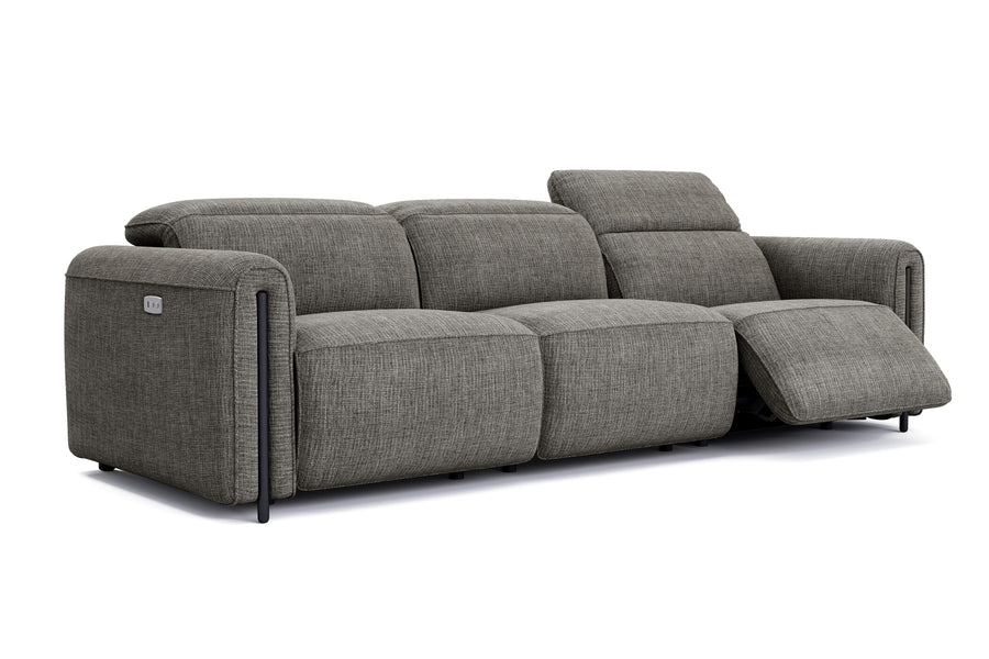 Valencia Octavia Fabric Dual Reclining Cloud Three Seats Sofa, Dark Gr