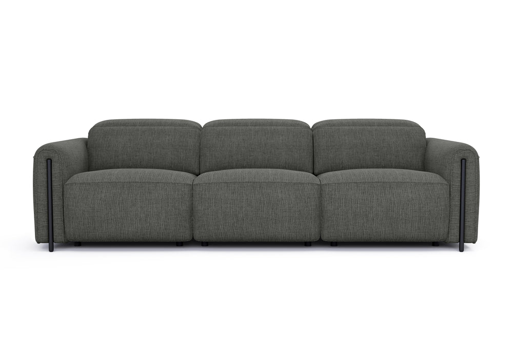 Valencia Octavia Fabric Dual Reclining Cloud Three Seats Sofa, Dark Grey