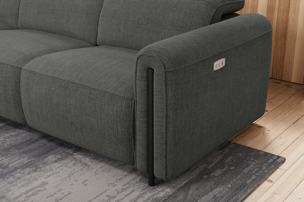 Valencia Octavia Fabric Dual Reclining Cloud Three Seats Sofa, Dark Grey