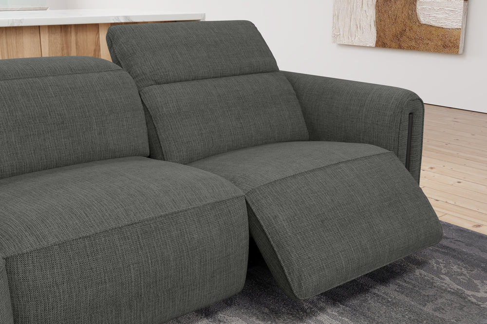 Valencia Octavia Fabric Dual Reclining Cloud Three Seats Sofa, Dark Grey