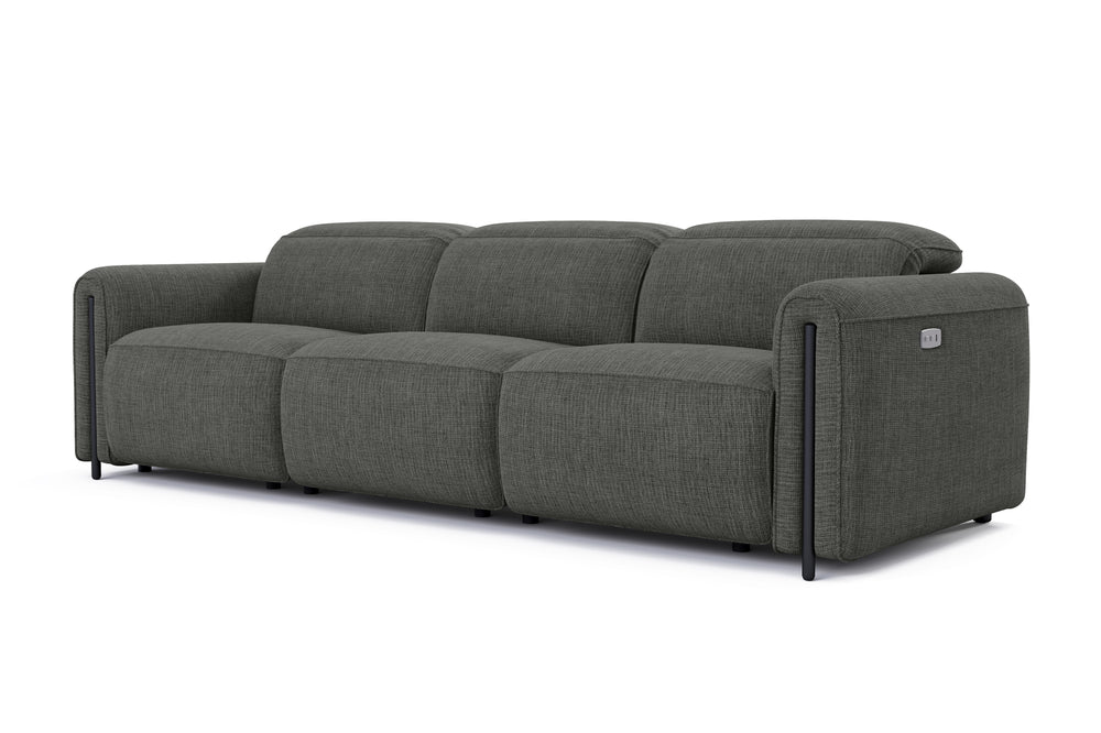 Valencia Octavia Fabric Dual Reclining Cloud Three Seats Sofa, Dark Grey