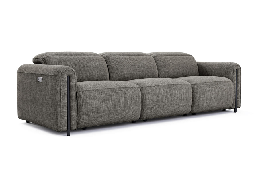 Valencia Octavia Fabric Dual Reclining Cloud Three Seats Sofa, Dark Gr