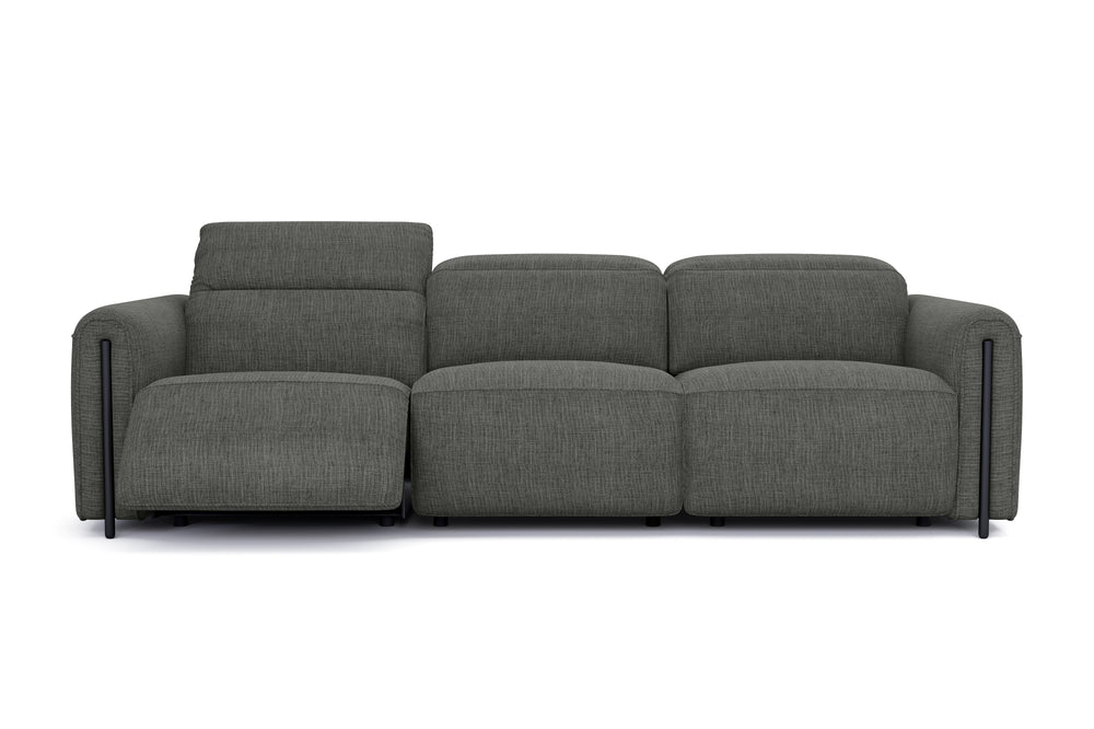 Valencia Octavia Fabric Dual Reclining Cloud Three Seats Sofa, Dark Grey