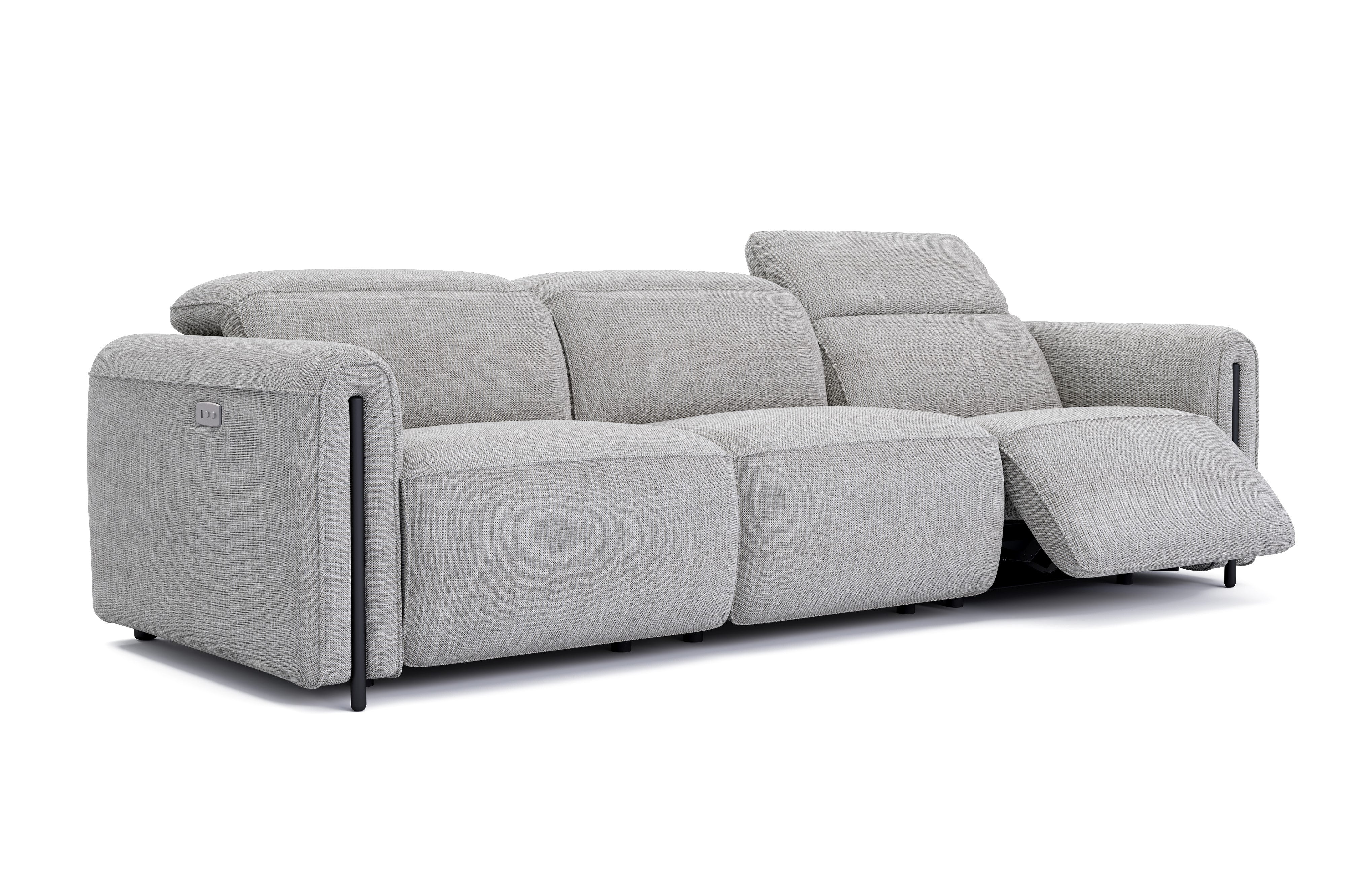 Valencia Octavia Fabric Dual Reclining Cloud Three Seats Sofa, Light Grey