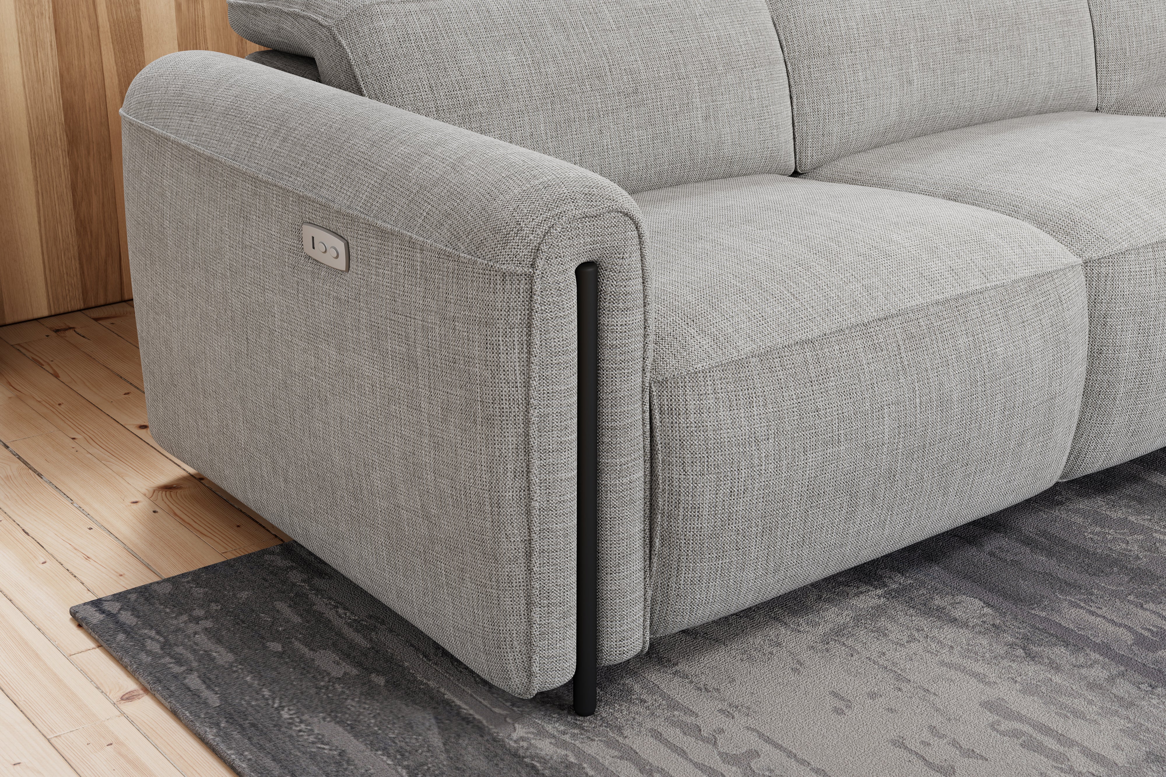 Valencia Octavia Fabric Dual Reclining Cloud Three Seats Sofa, Light Grey