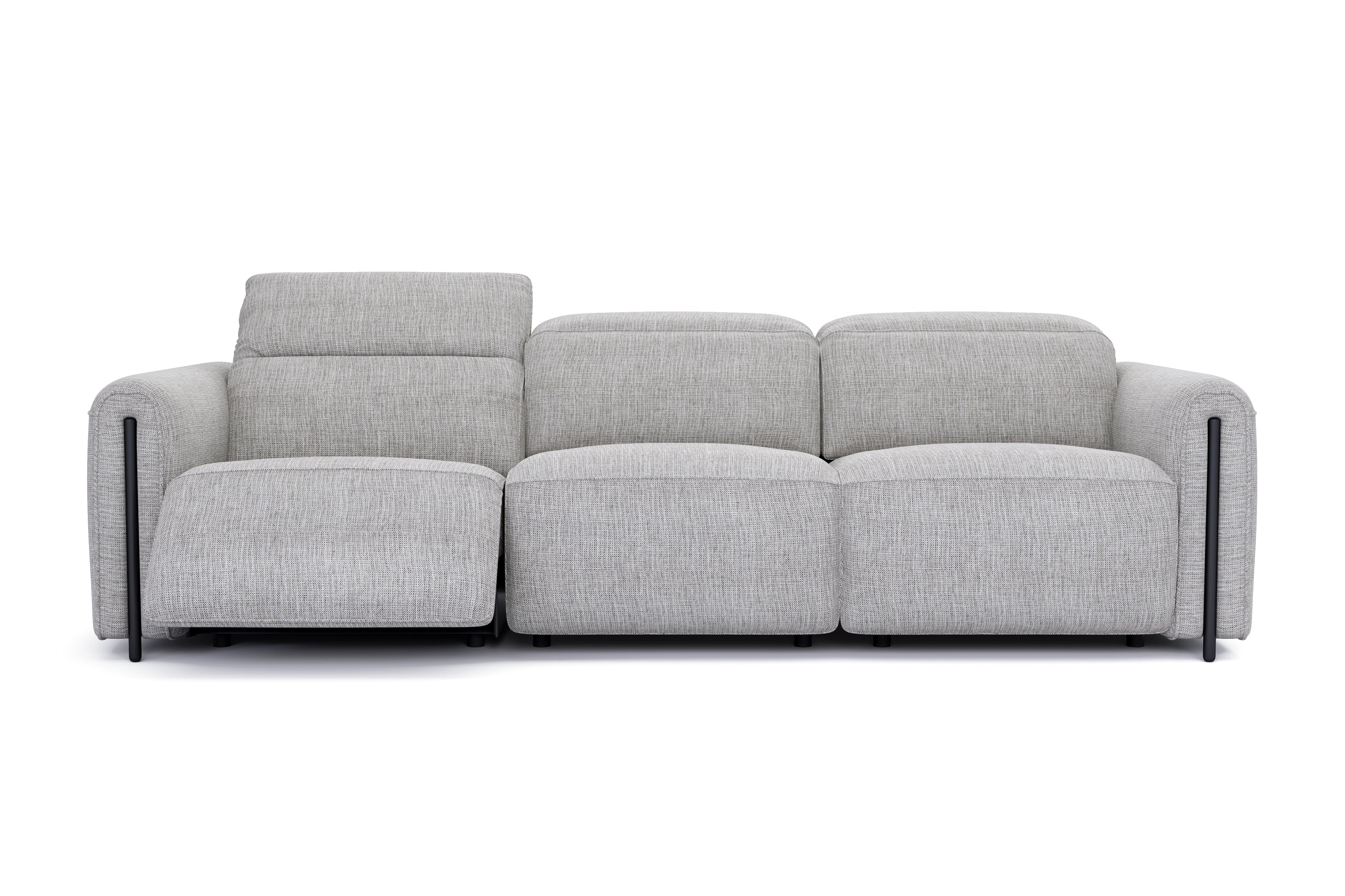 Valencia Octavia Fabric Dual Reclining Cloud Three Seats Sofa, Light Grey