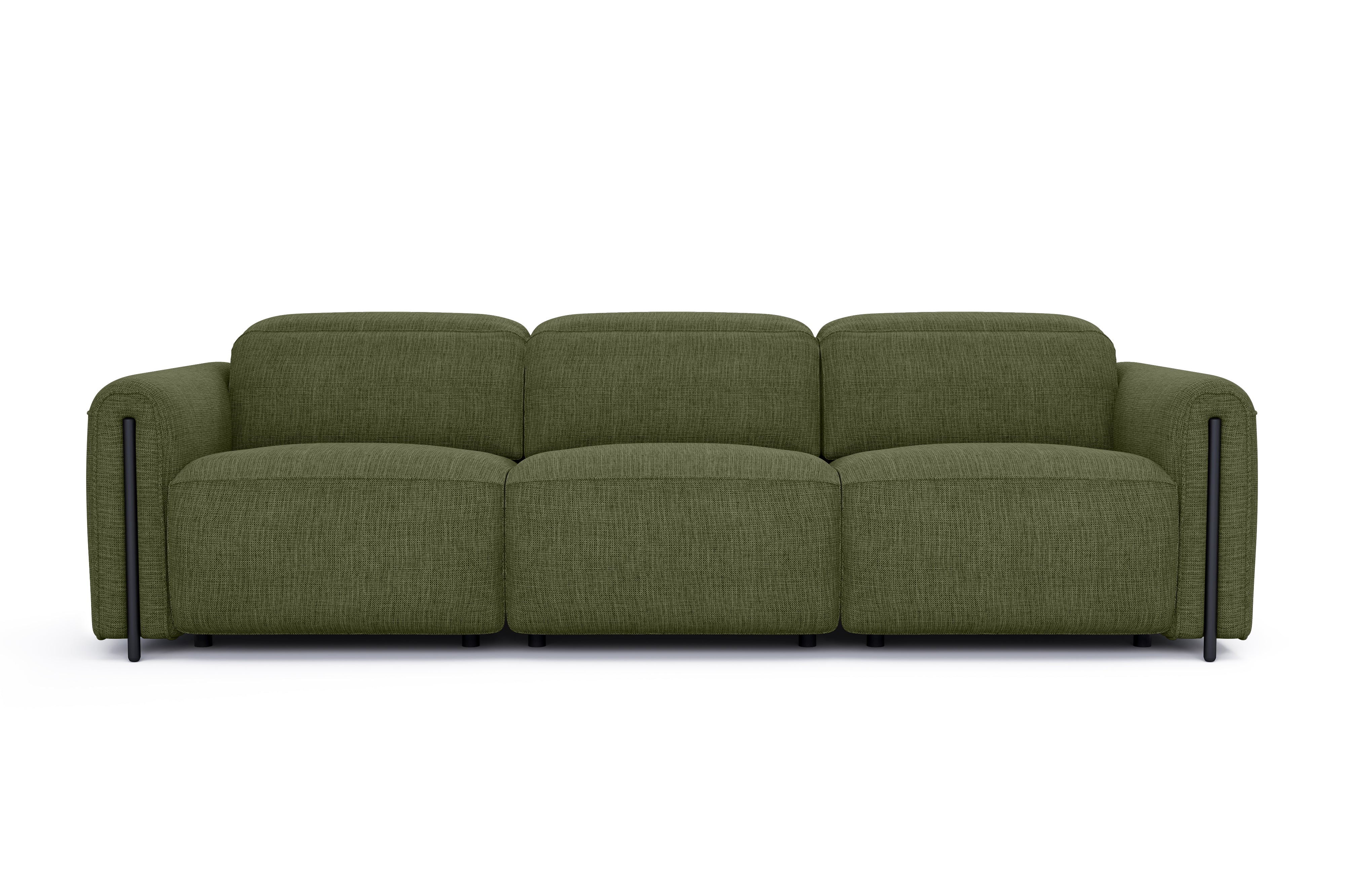 Valencia Octavia Fabric Dual Reclining Cloud Three Seats Sofa, Olive Green