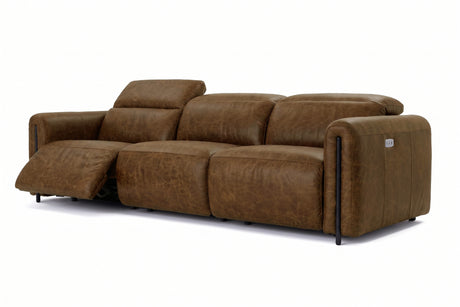 Octavia dual Reclining Sofa in distressed Italian aniline leather