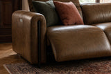 Octavia dual Reclining Sofa in distressed Italian aniline leather