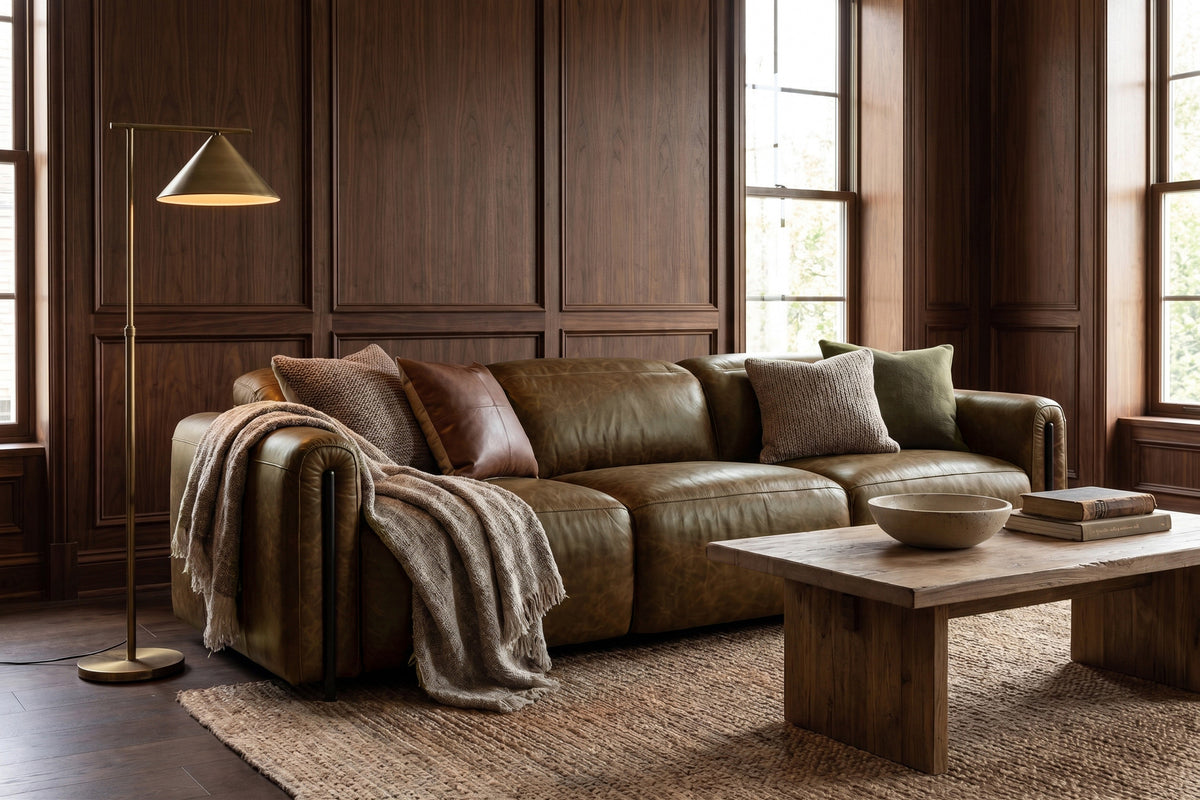 Octavia dual Reclining Sofa in distressed Italian aniline leather