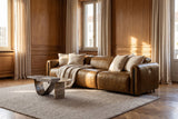 Octavia dual Reclining Sofa in distressed Italian aniline leather
