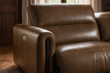 Octavia dual Reclining Sofa in distressed Italian aniline leather