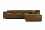 Octavia reclining Corner Sectional in distressed Italian aniline leather
