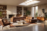 Octavia reclining Corner Sectional in distressed Italian aniline leather