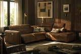 Octavia reclining Corner Sectional in distressed Italian aniline leather