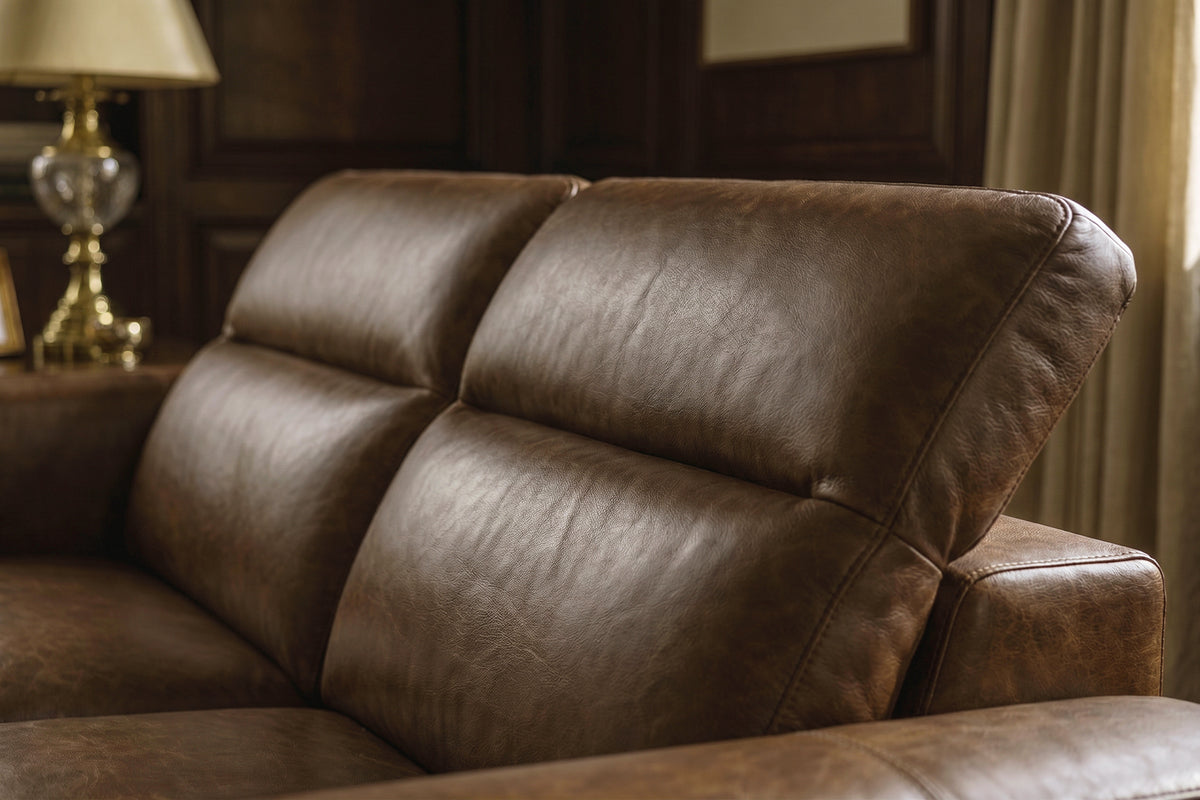 Octavia reclining Corner Sectional in distressed Italian aniline leather