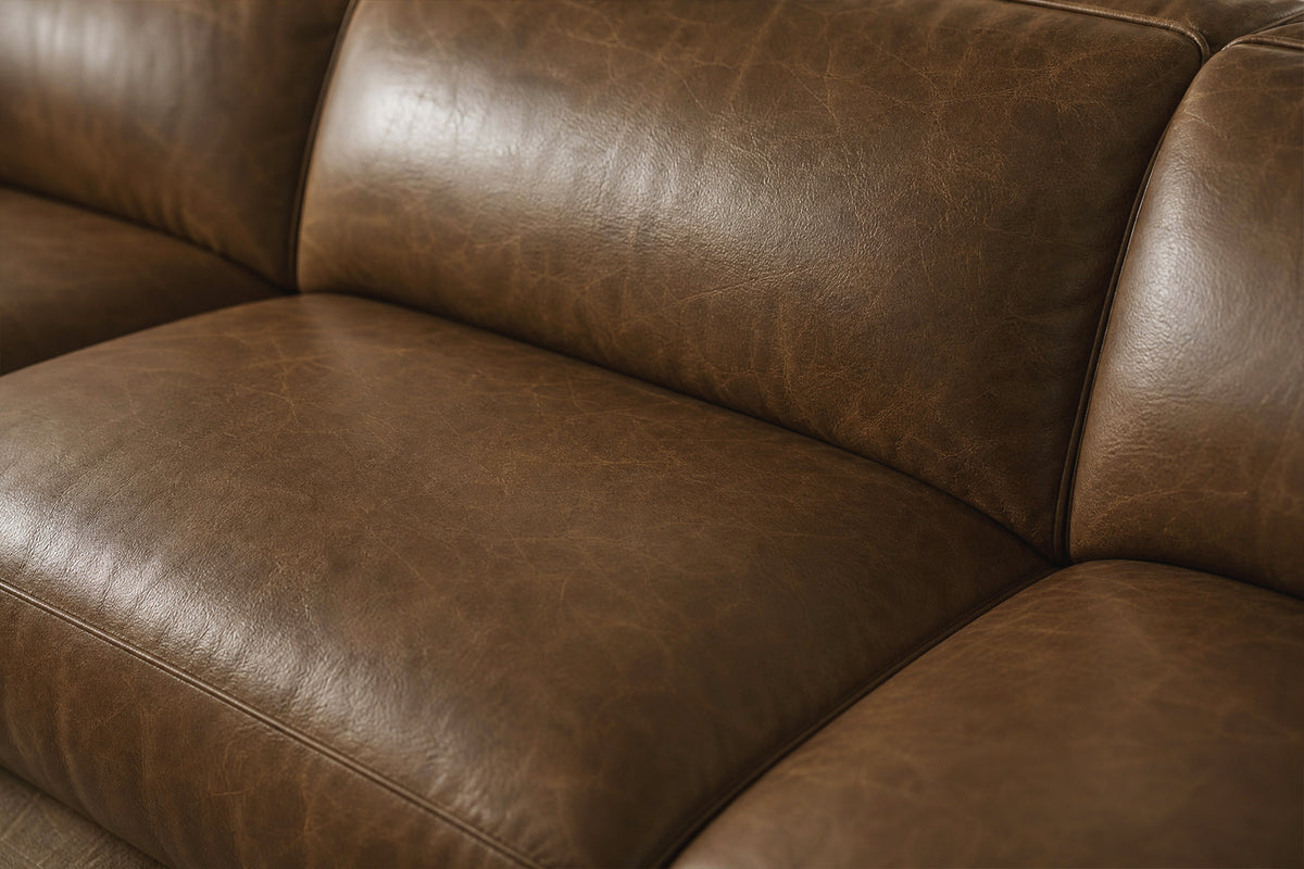 Octavia reclining Corner Sectional in distressed Italian aniline leather
