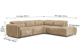 Octavia Distressed Italian Aniline Leather Reclining Corner Sectional Sofa