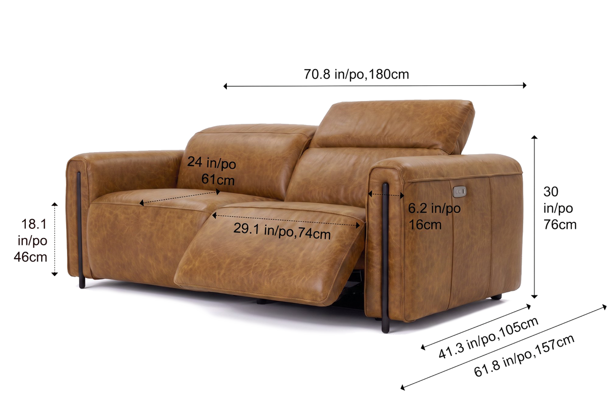 Octavia dual Reclining Sofa in distressed Italian aniline leather