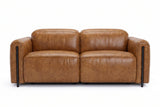 Octavia dual Reclining Sofa in distressed Italian aniline leather