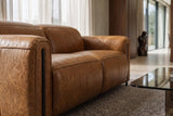 Octavia dual Reclining Sofa in distressed Italian aniline leather