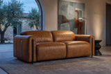 Octavia dual Reclining Sofa in distressed Italian aniline leather