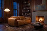 Octavia dual Reclining Sofa in distressed Italian aniline leather