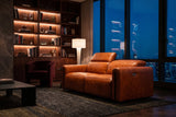 Octavia dual Reclining Sofa in distressed Italian aniline leather