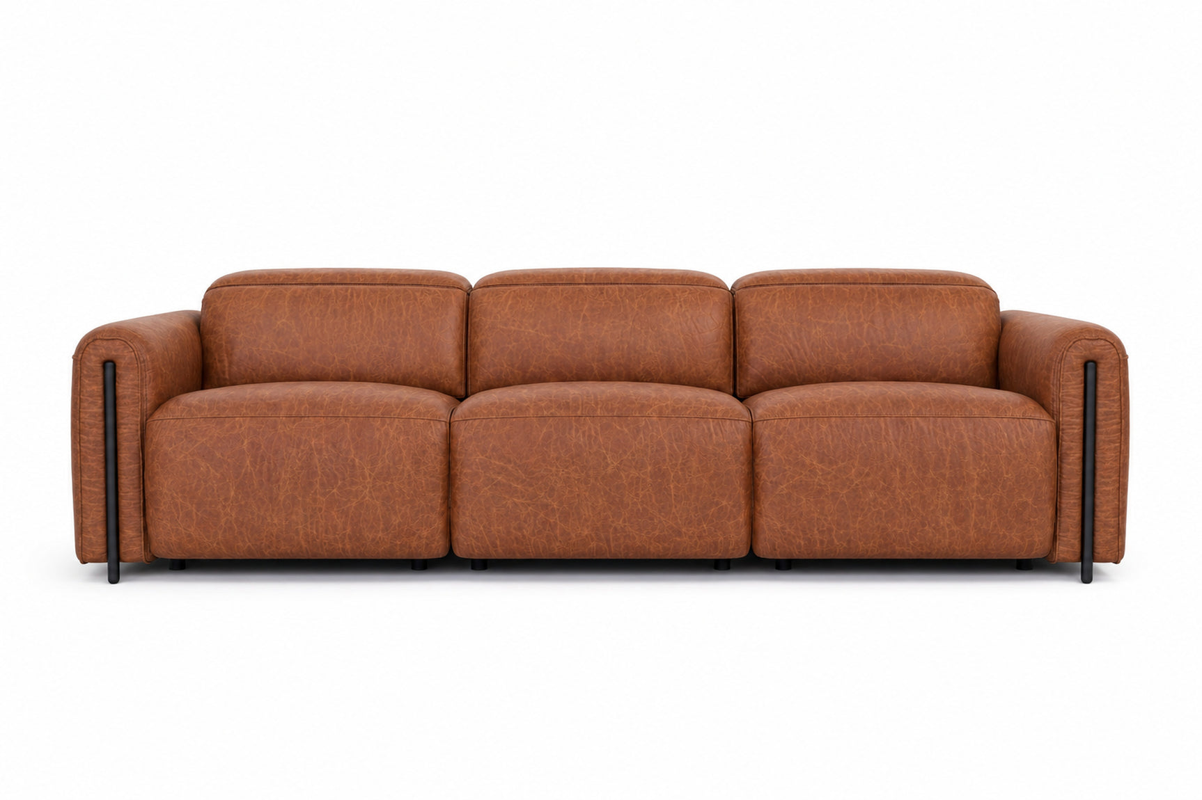 Octavia Distressed Italian Aniline Leather Dual Reclining Sofa