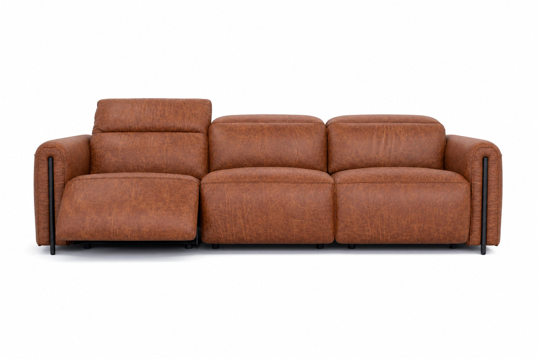 Octavia Distressed Italian Aniline Leather Dual Reclining Sofa