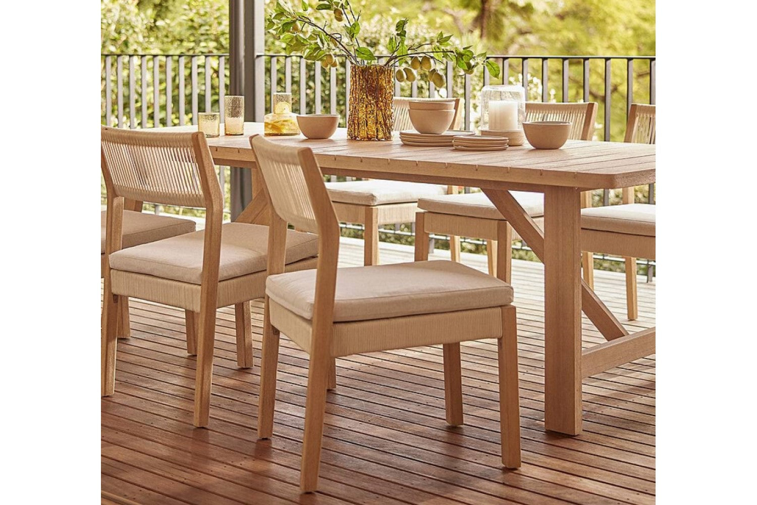 Valencia Odette Wood Outdoor Dining Chair, Natural