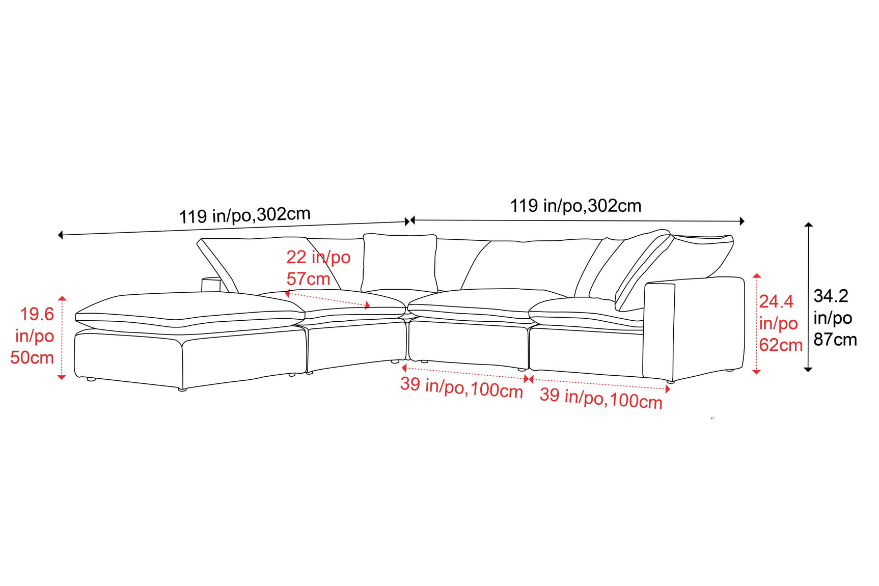 Ophelia Fabric Modular Sectional Sofa