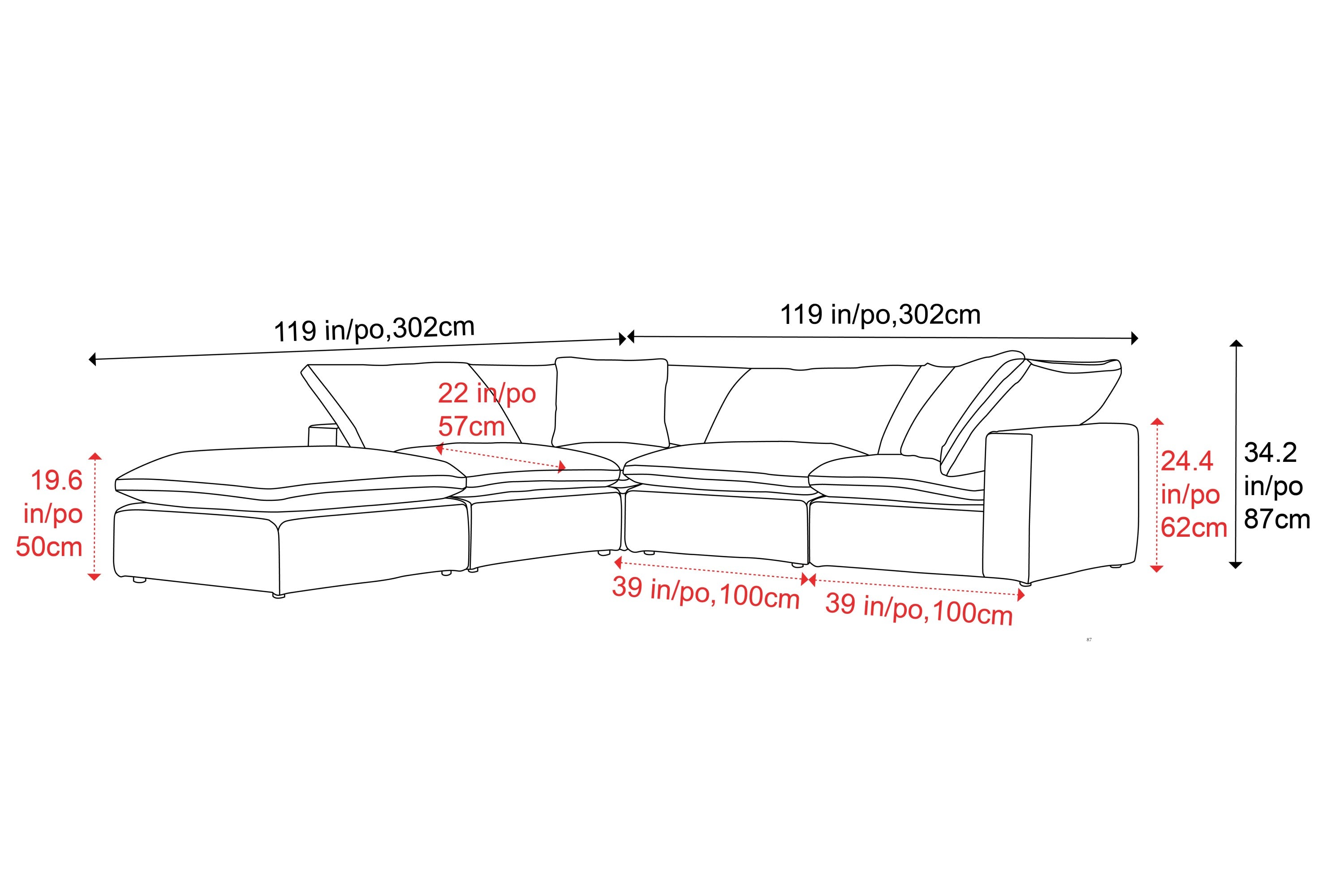 Valencia Ophelia Fabric Modular Sectional Sofa, 5 Seaters Left Sectional, Beige