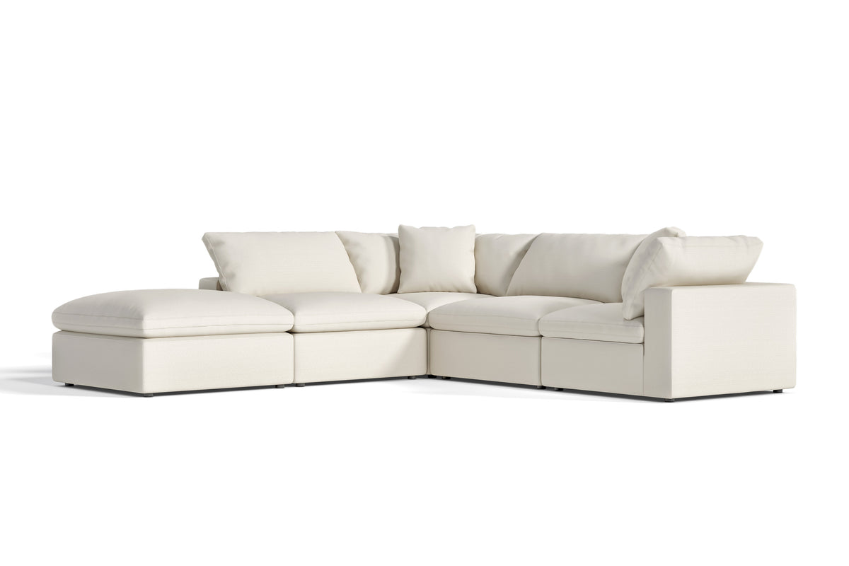 Valencia Ophelia Fabric Modular Sectional Sofa, 5 Seaters Left Sectional, Beige