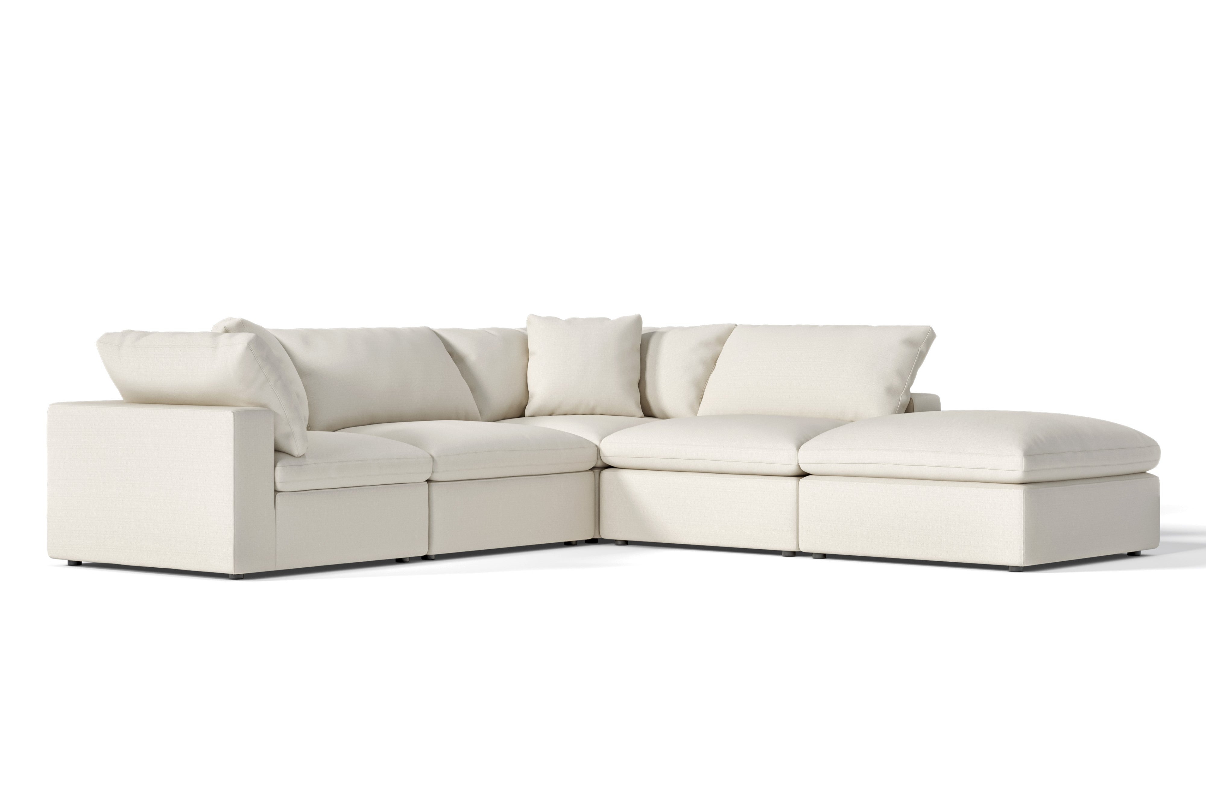 Valencia Ophelia Fabric Modular Sectional Sofa, 5 Seaters Right Sectional, Beige