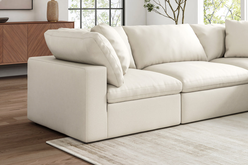 Valencia Ophelia Fabric Modular Sectional Sofa, 5 Seaters Right Sectional, Beige