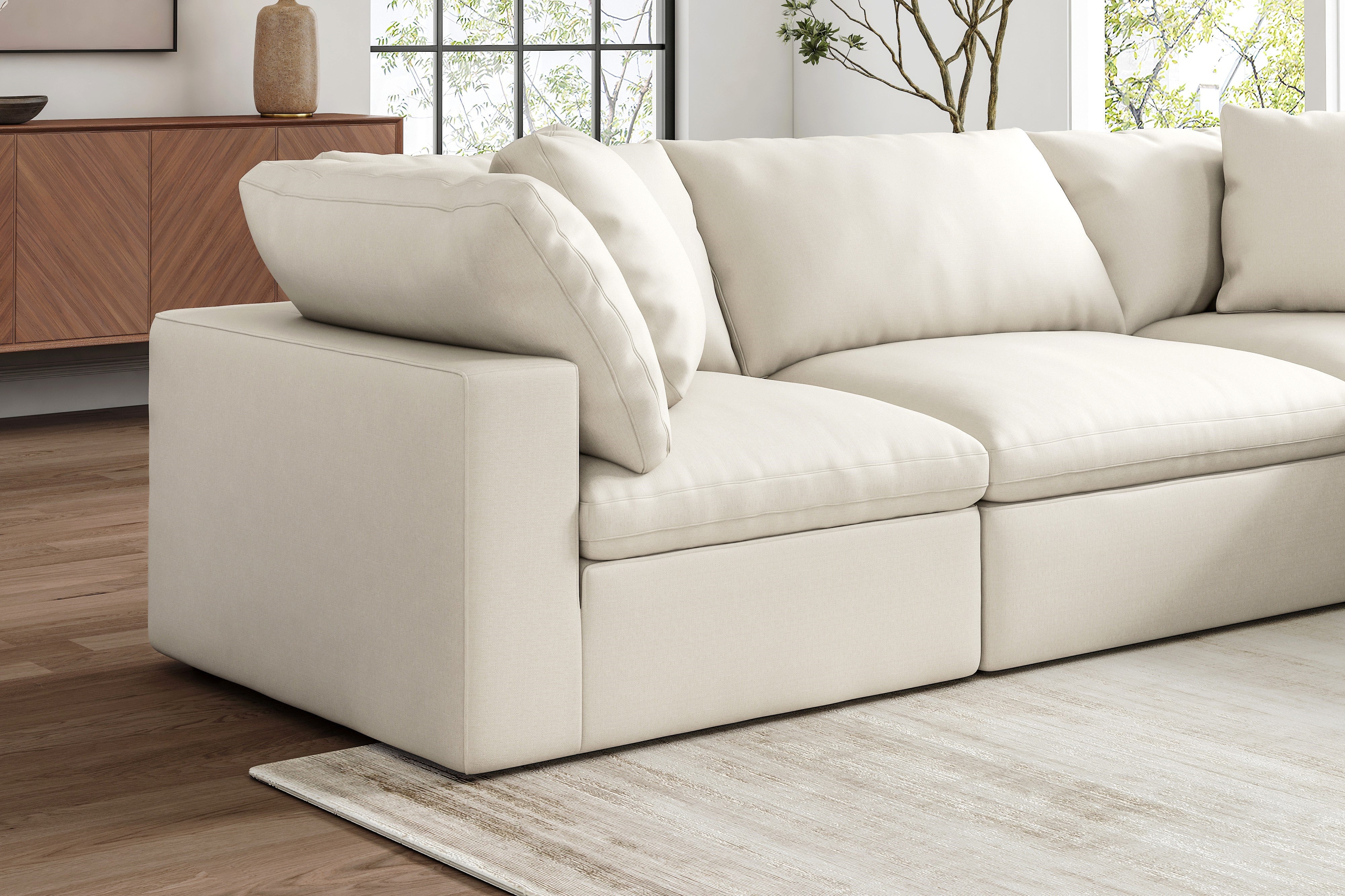 Valencia Ophelia Fabric Modular Sectional Sofa, 5 Seaters Right Sectional, Beige