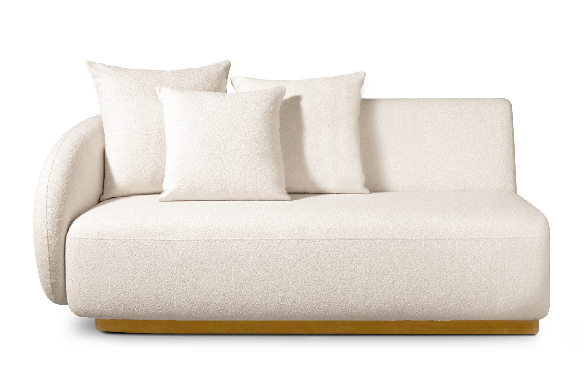 Valencia Otis Performance Fabric Left Arm Teak Outdoor Sofa, Cream