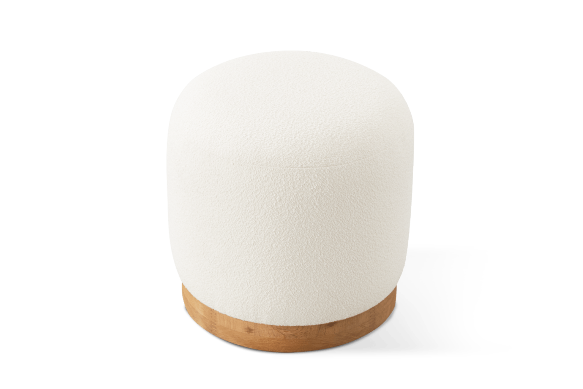 Valencia Otis Performance Fabric Teak Outdoor Footstool, Cream