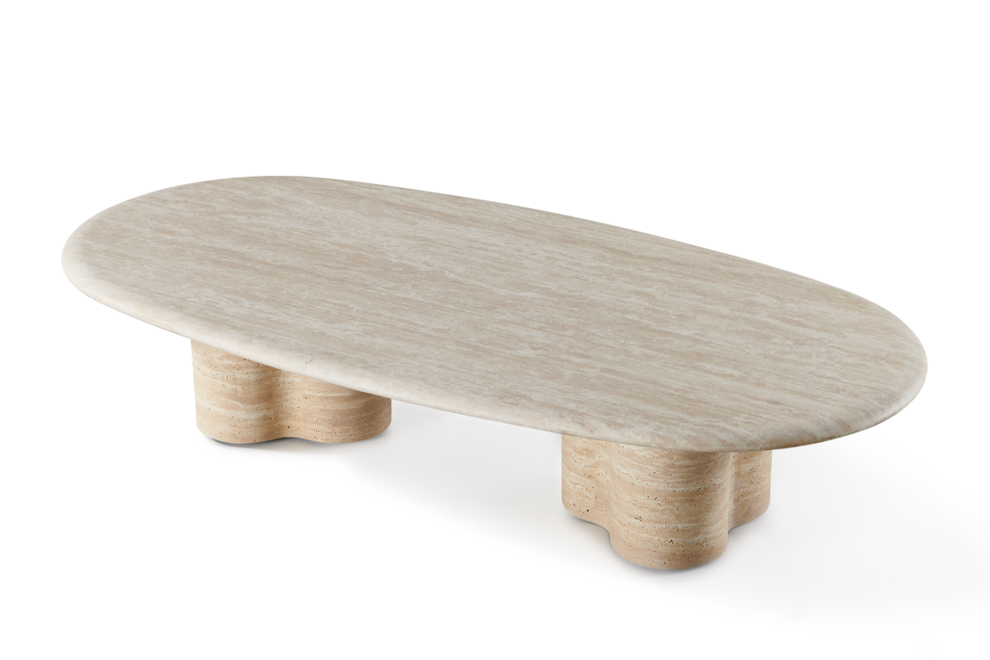 Valencia Otis Travertine Outdoor Pill Coffee Table, Beige