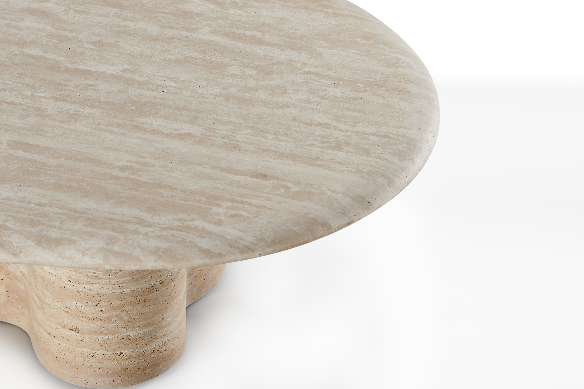 Valencia Otis Travertine Outdoor Pill Coffee Table, Beige