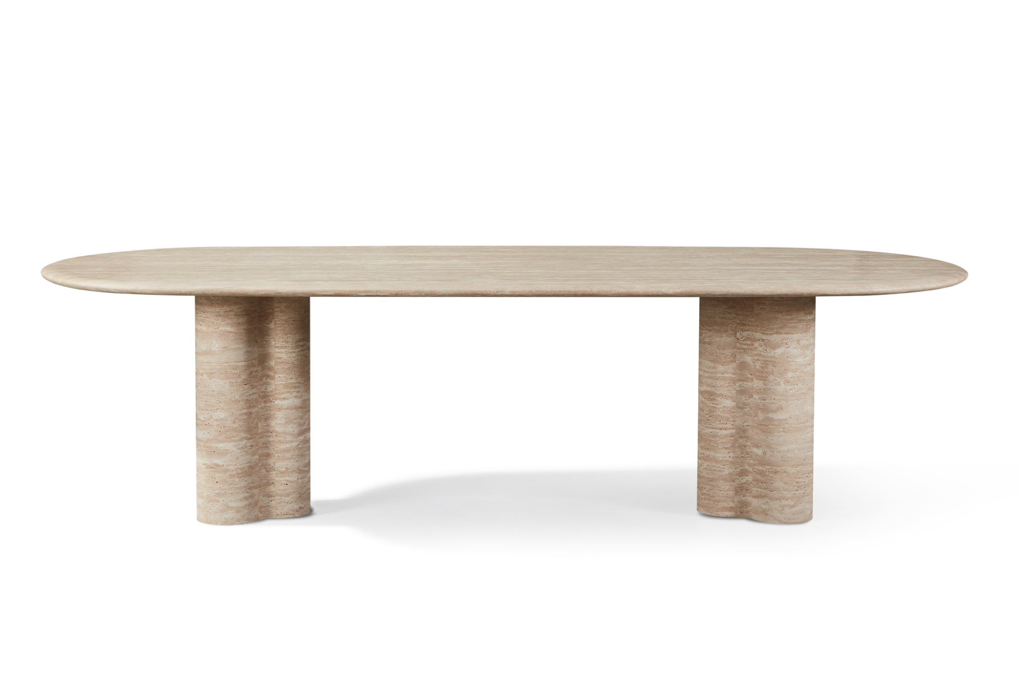 Valencia Otis Travertine Outdoor Pill Dining Table, Natural