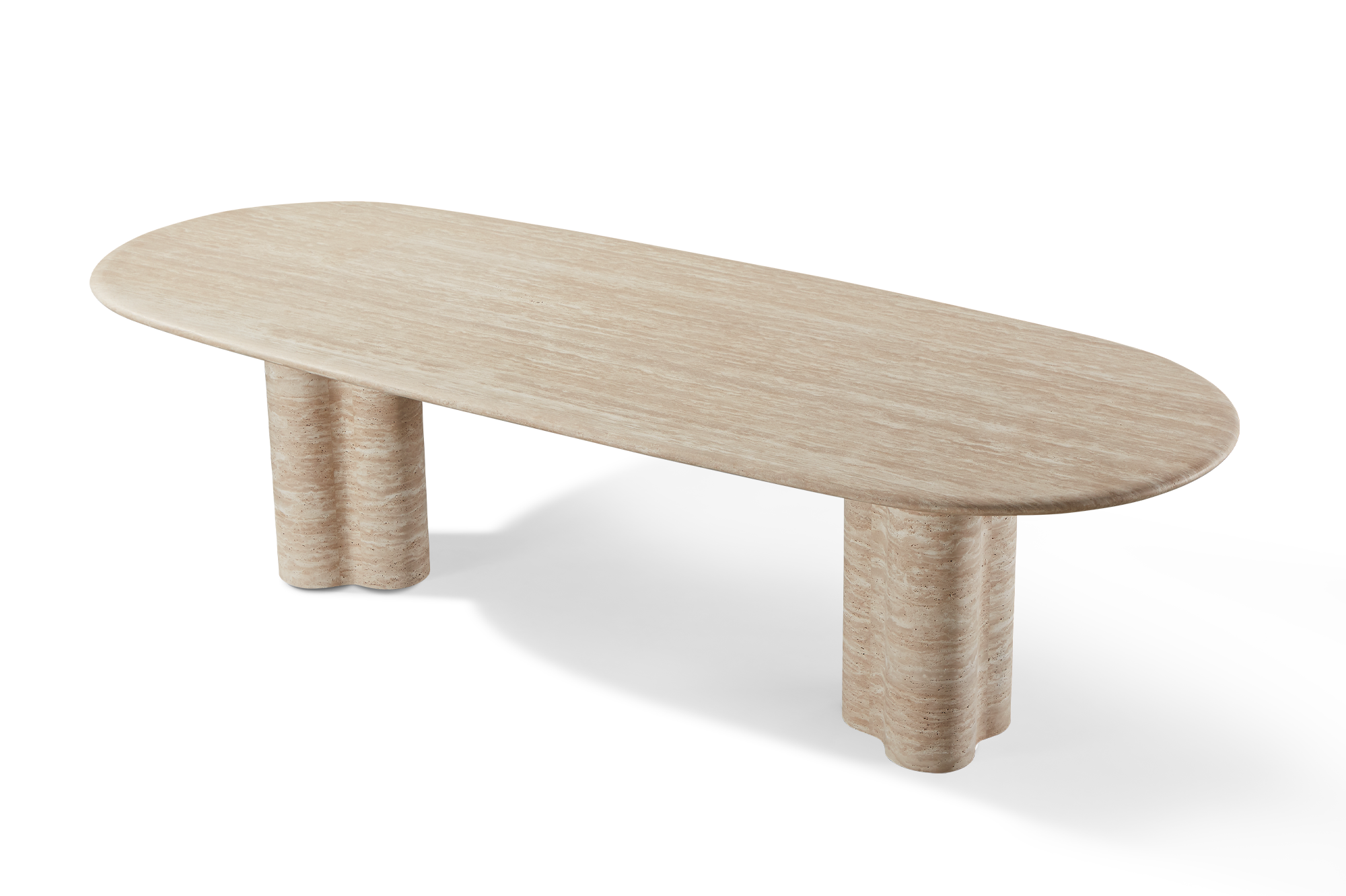 Valencia Otis Travertine Outdoor Pill Dining Table, Natural