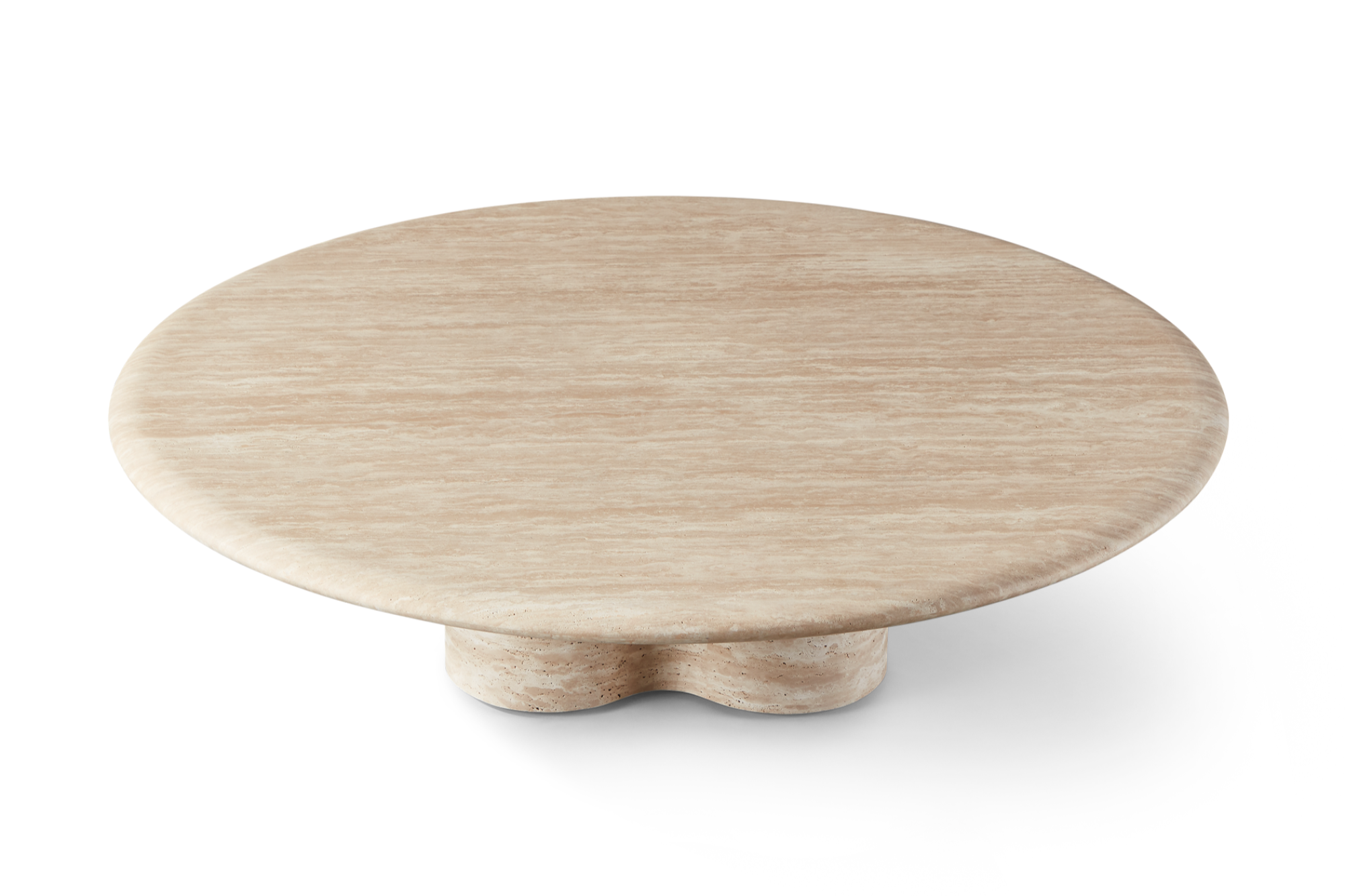 Valencia Otis Travertine Outdoor Round Coffee Table, Beige