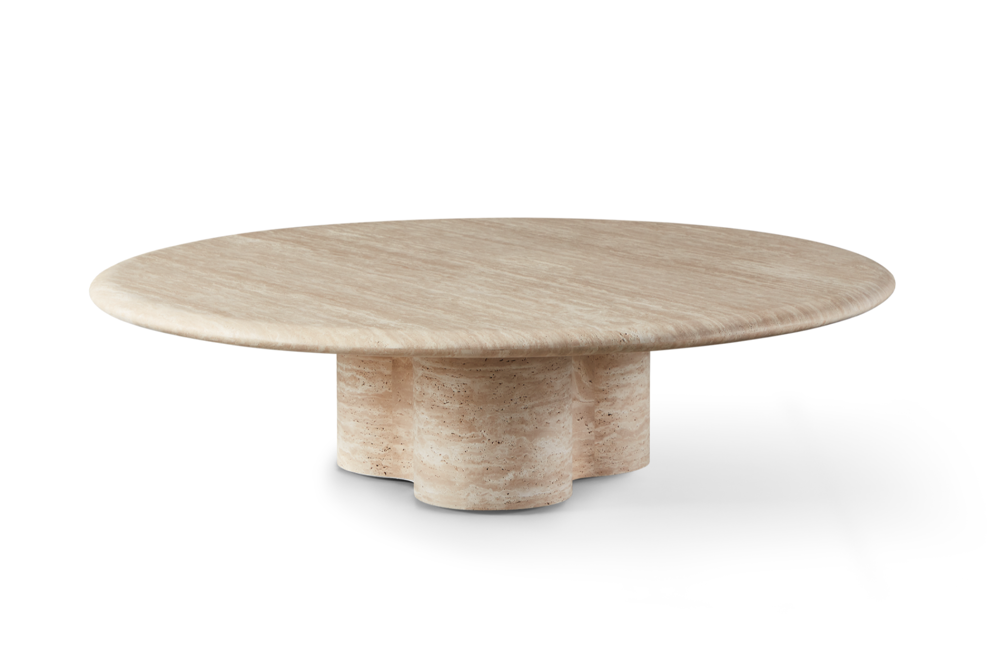 Valencia Otis Travertine Outdoor Round Coffee Table, Beige