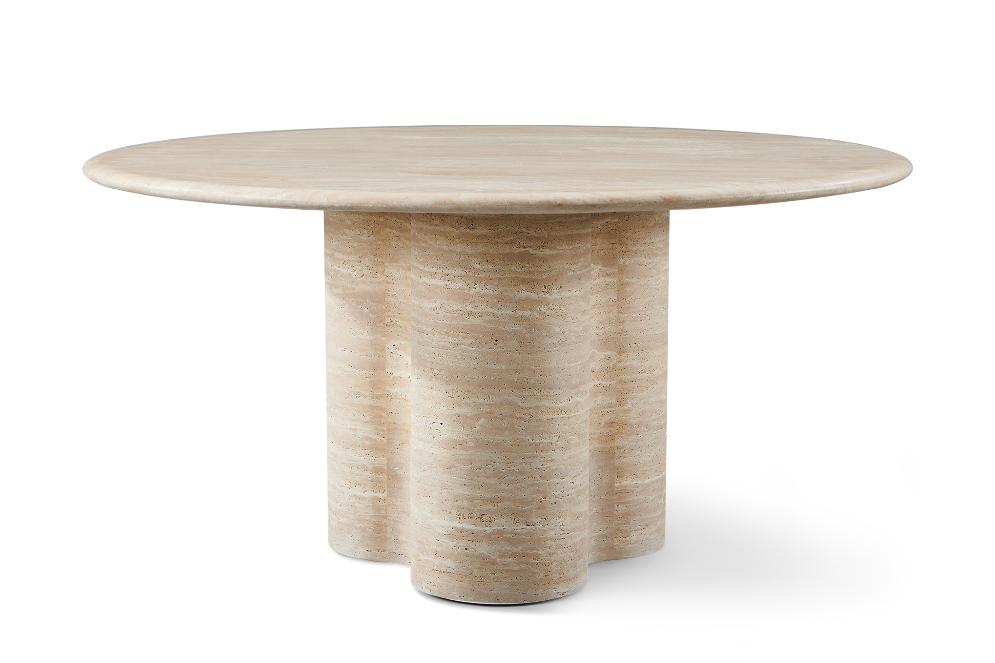 Valencia Otis Travertine Outdoor Round Dining Table, Beige