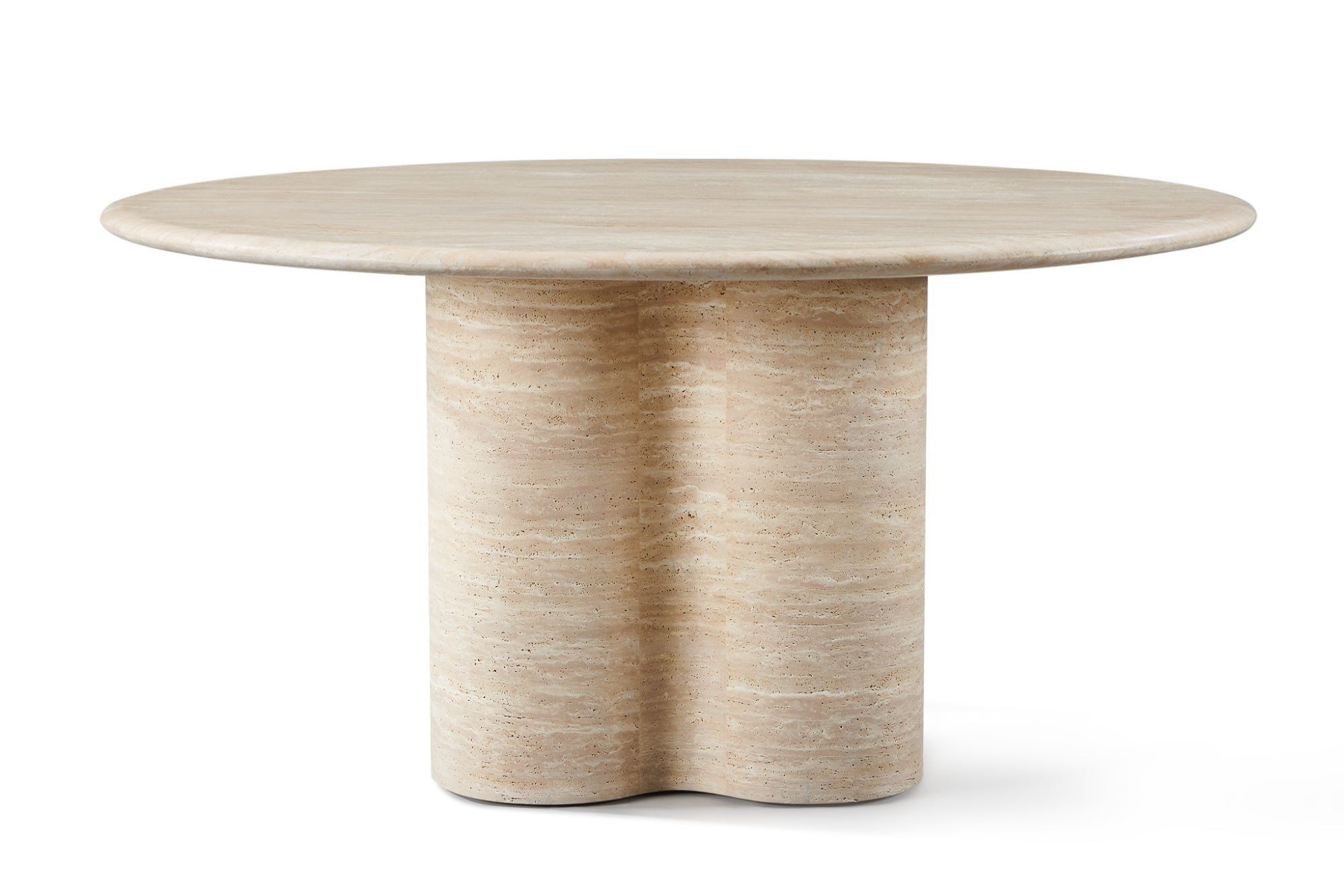 Valencia Otis Travertine Outdoor Round Dining Table, Beige