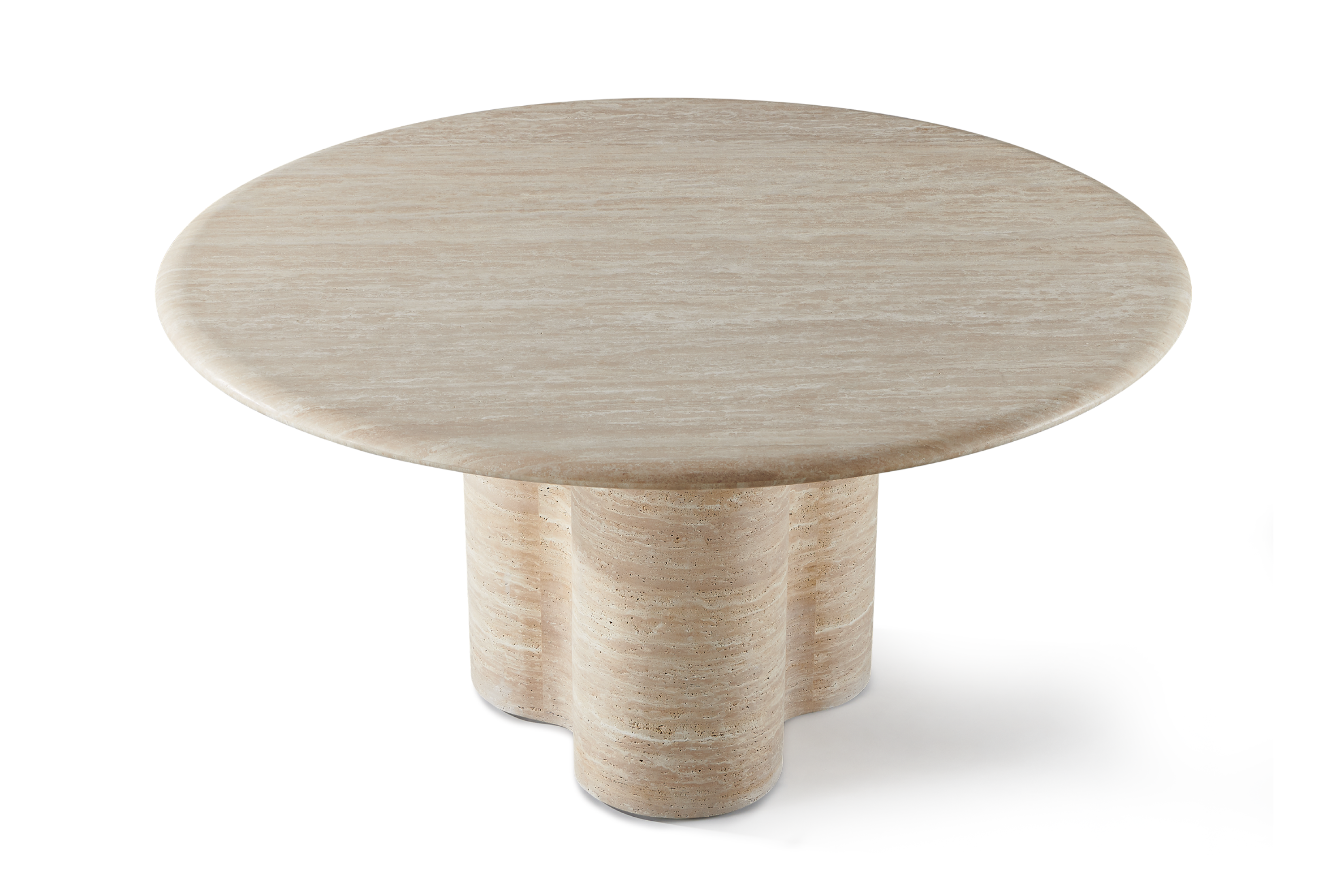 Valencia Otis Travertine Outdoor Round Dining Table, Beige