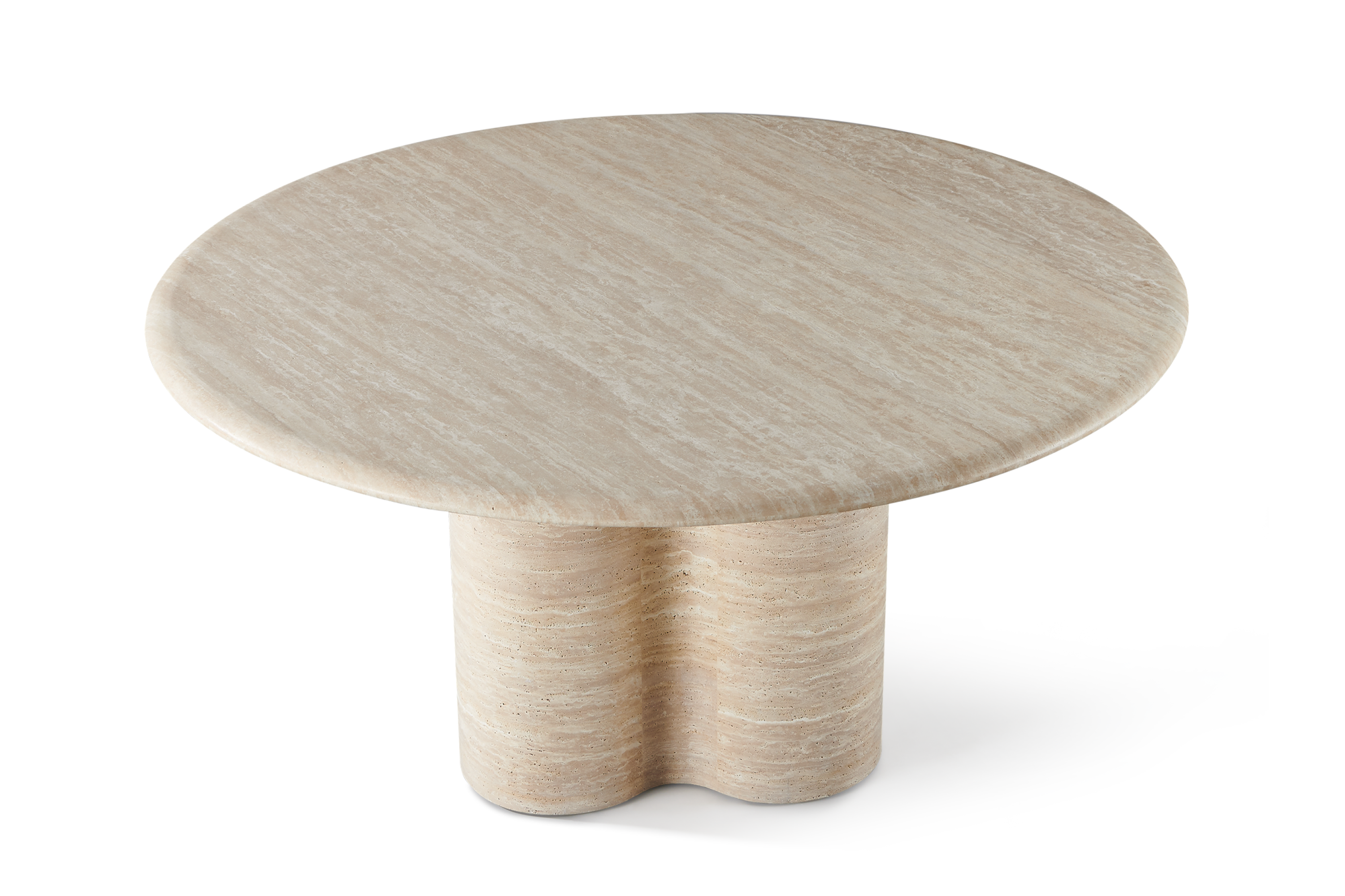 Valencia Otis Travertine Outdoor Round Dining Table, Beige