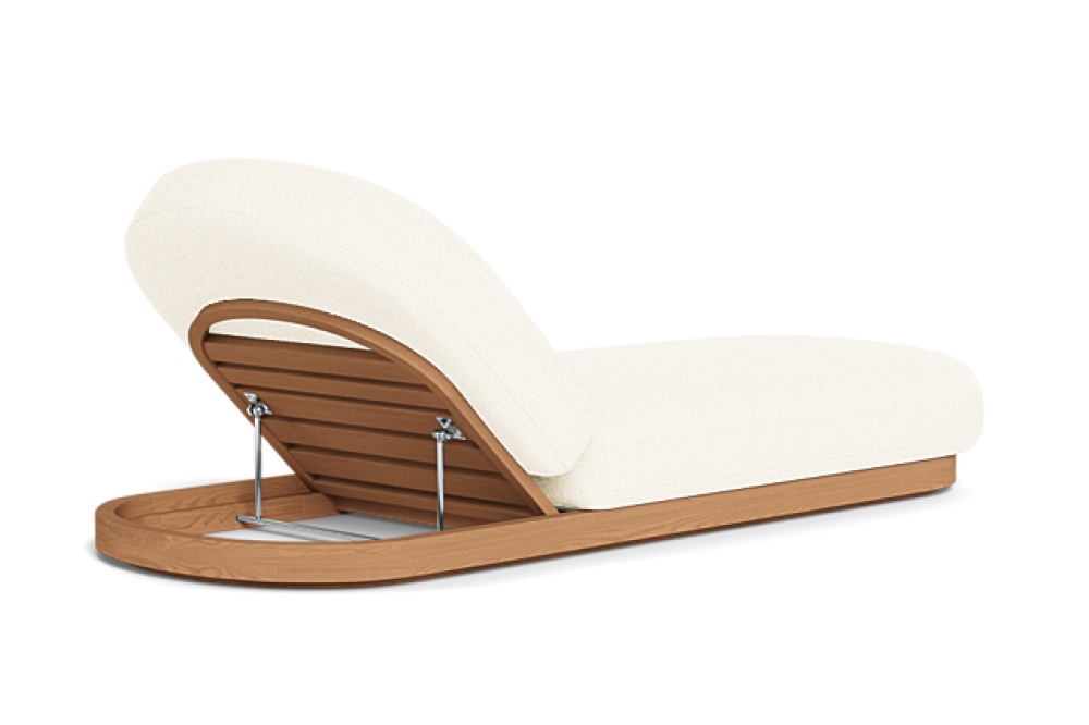 Valencia Otis Performance Fabric Teak Outdoor Single Sun Chaise, Cream